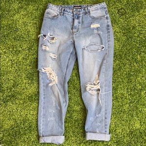 Nasty Gal Distressed Mom Jeans